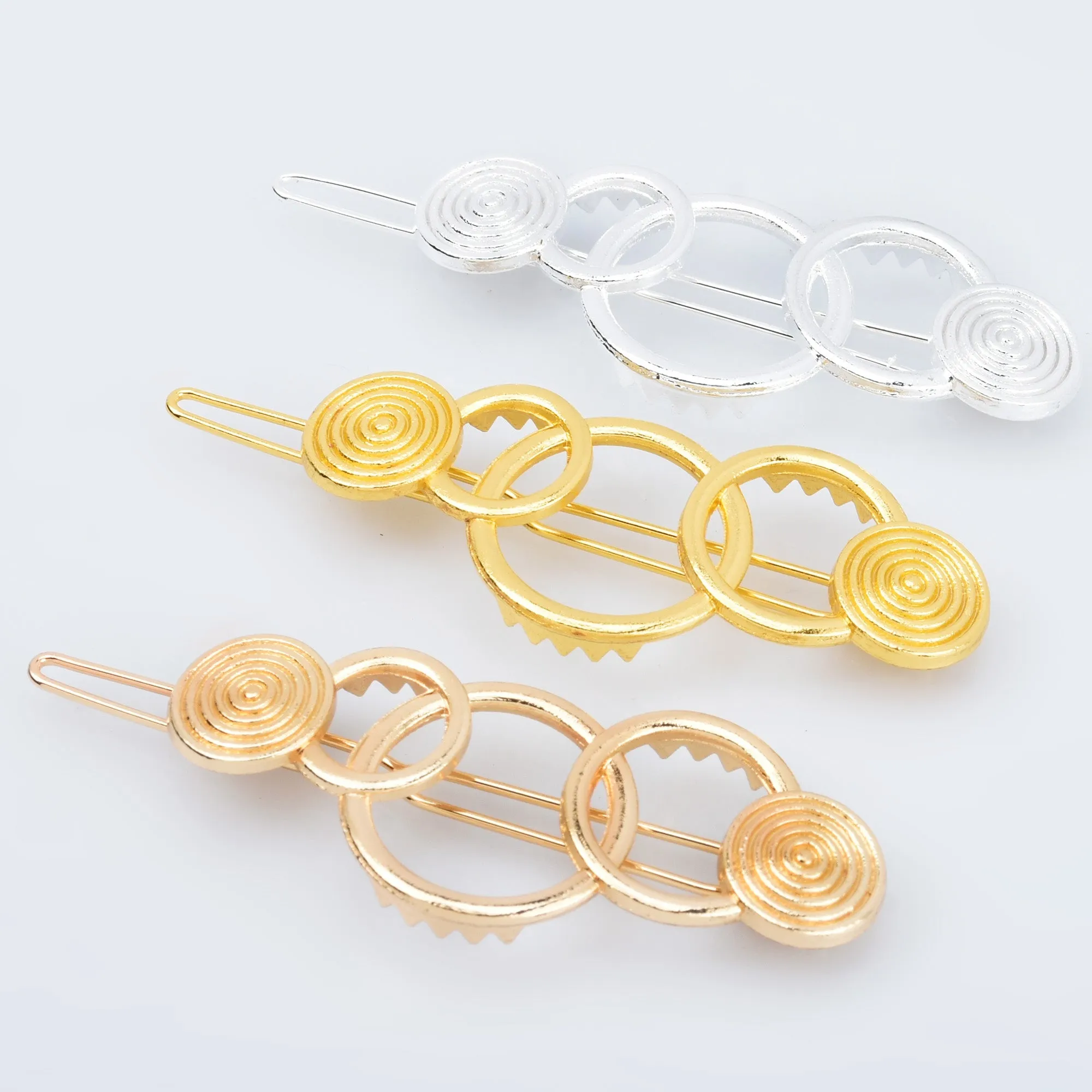 7/8"*2 1/8" Alloy Geometric Hair Clip Minimalist Hair Accessory Circle Hair Clip Barrette Hair Slide 5pcs 102915