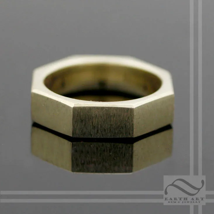 8 Sided Wedding Band - The Golden Octagon - 14k Gold