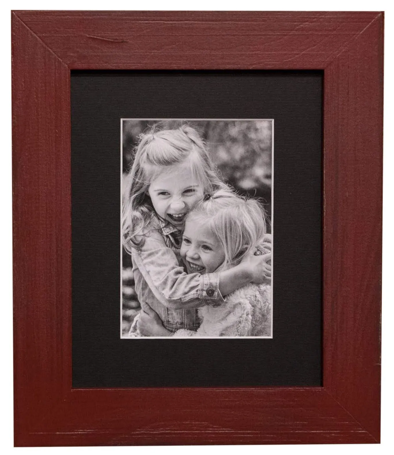 8x10 Red Distressed Frame, Black Mat