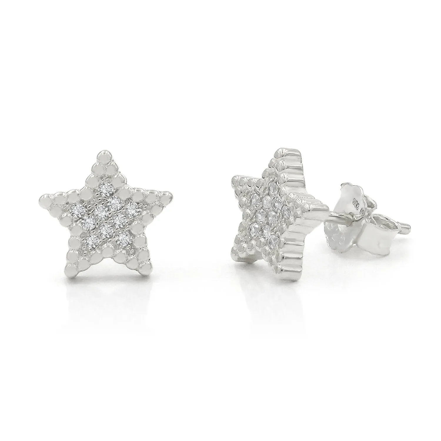 925 Sterling Silver Gold Plated Micro Pave Minimalist Star Stud Earrings