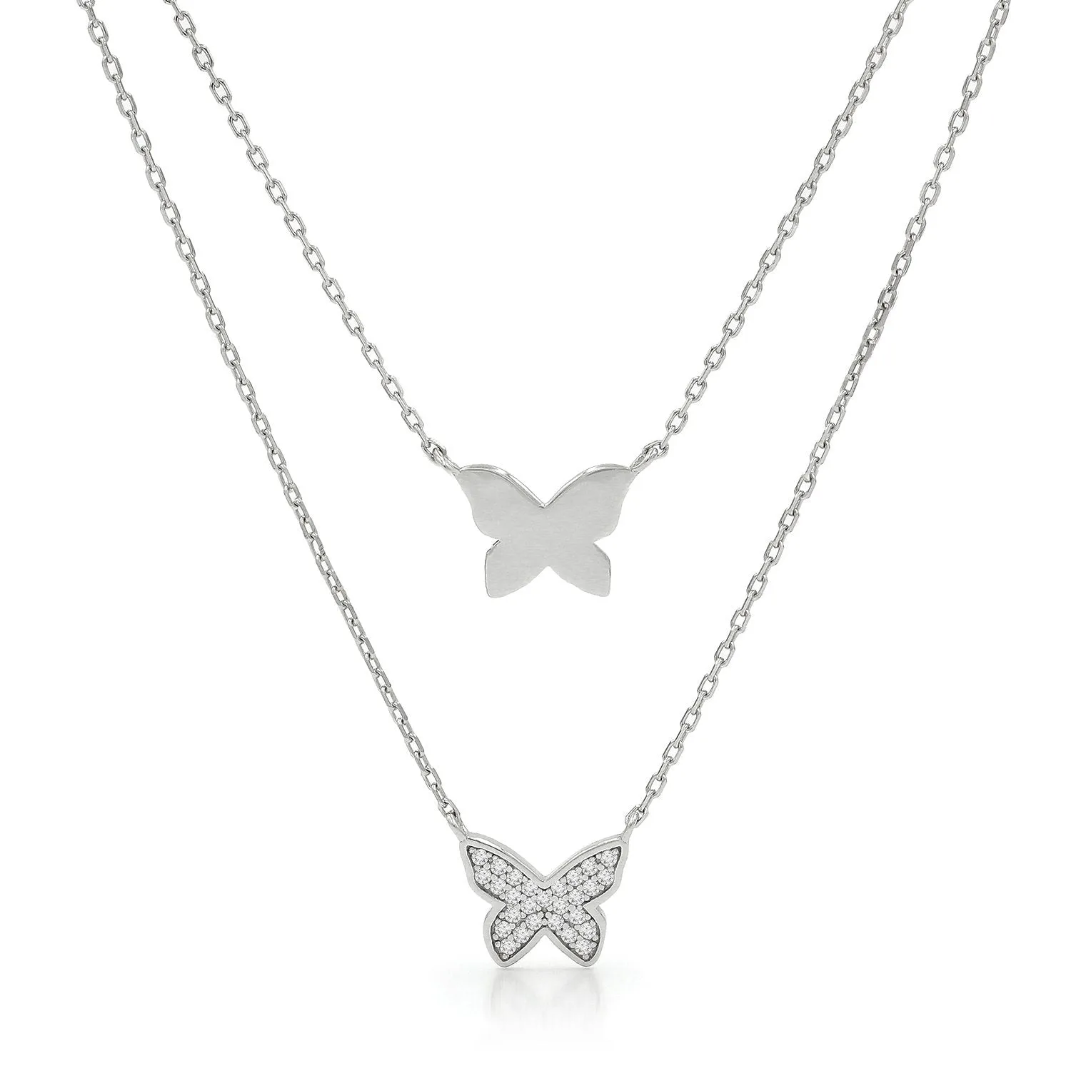 925 Sterling Silver Layered Butterfly Minimalist Necklace