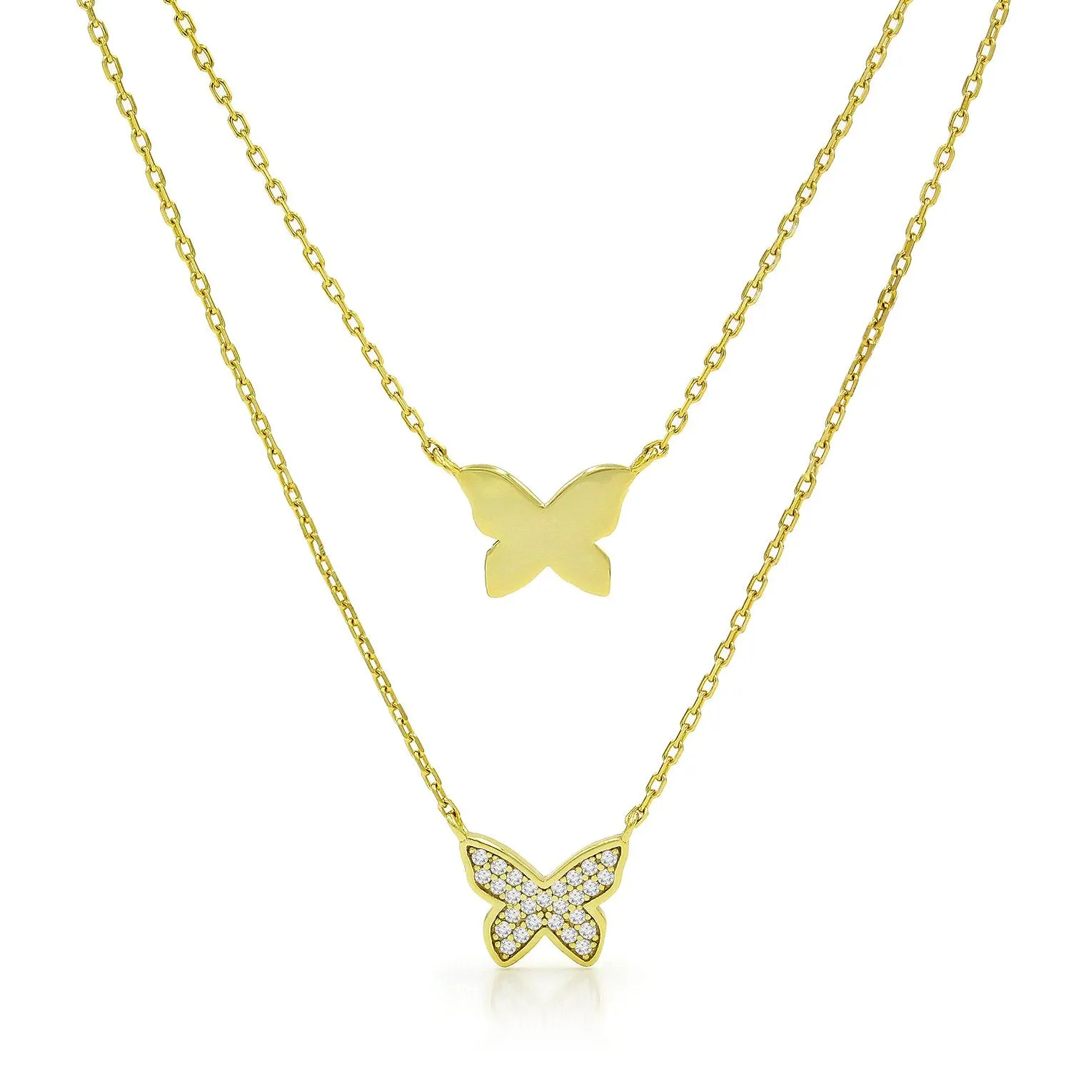 925 Sterling Silver Layered Butterfly Minimalist Necklace