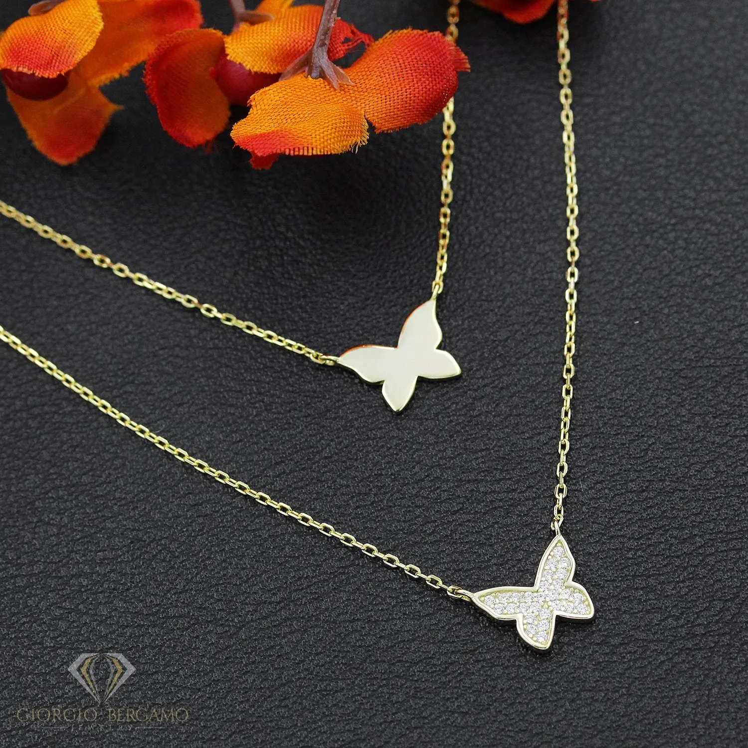 925 Sterling Silver Layered Butterfly Minimalist Necklace