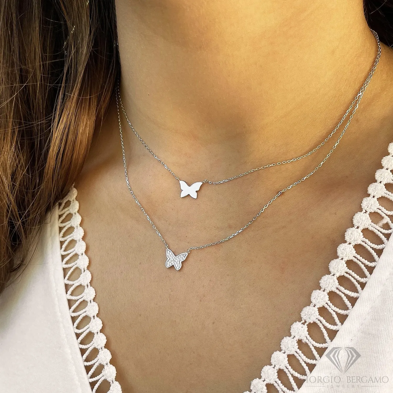 925 Sterling Silver Layered Butterfly Minimalist Necklace