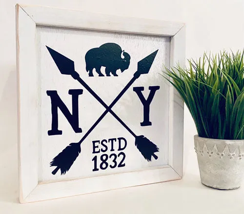 9" x 9" Rustic NY Arrows Farmhouse sign