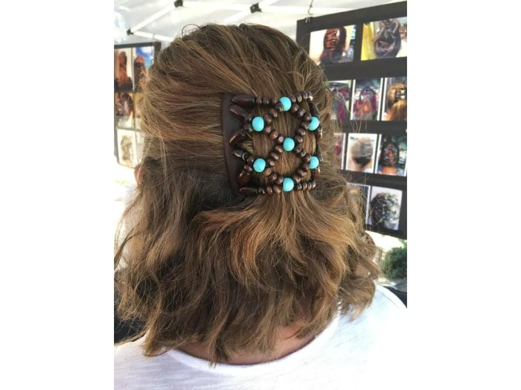 African Butterfly Chameleon Hair Comb - Ndebele Black 33