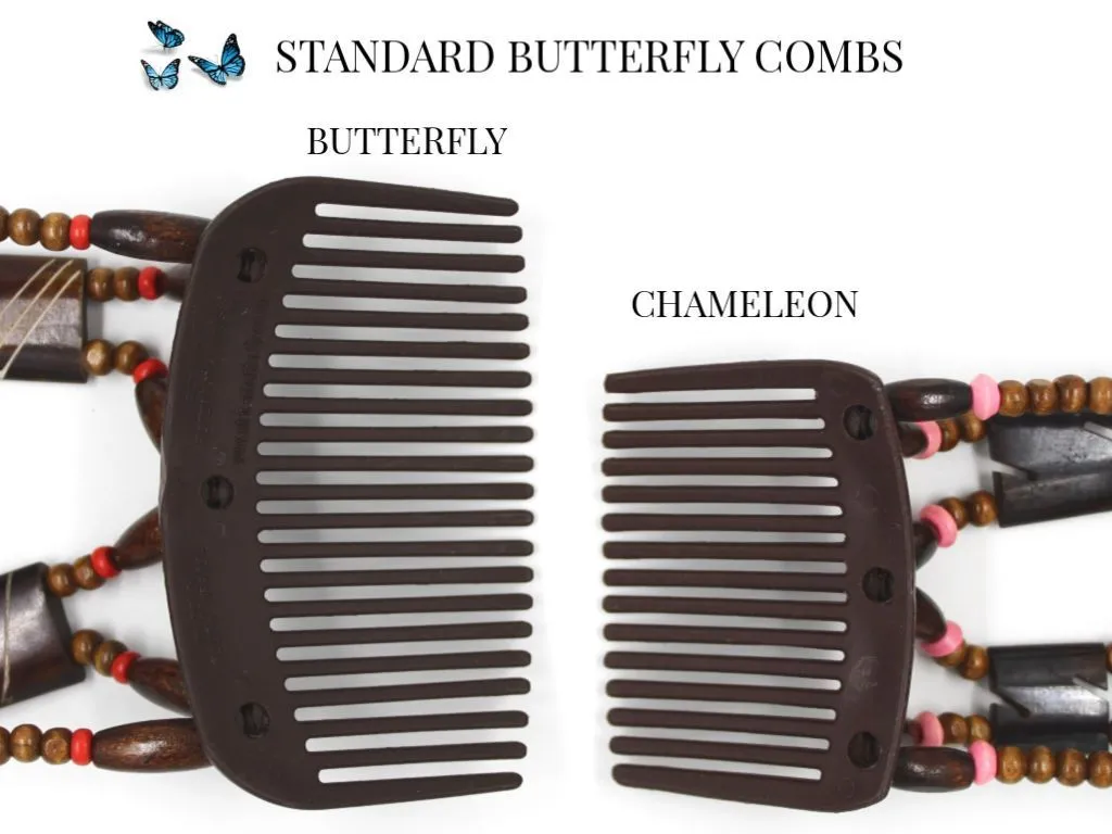 African Butterfly Hair Comb - Beada Brown 167