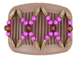 African Butterfly Hair Comb - Dalena Brown Pearl 28