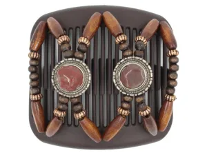 African Butterfly Hair Comb - Gemstone Brown 67
