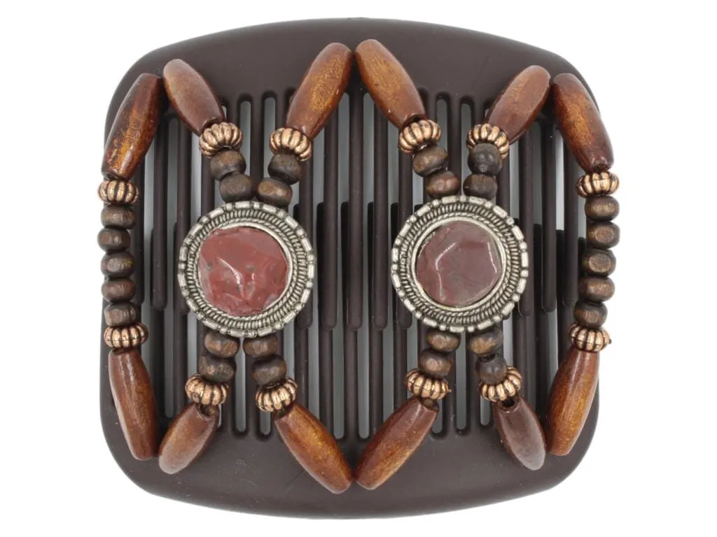 African Butterfly Hair Comb - Gemstone Brown 67
