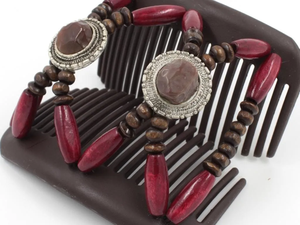 African Butterfly Hair Comb - Gemstone Brown 73