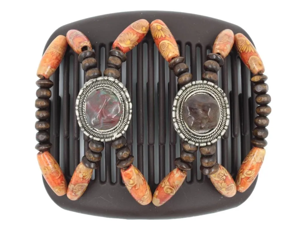 African Butterfly Hair Comb - Gemstone Brown 74
