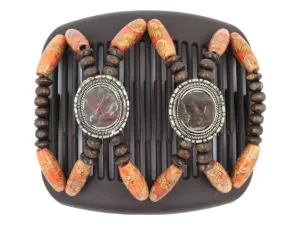 African Butterfly Hair Comb - Gemstone Brown 74