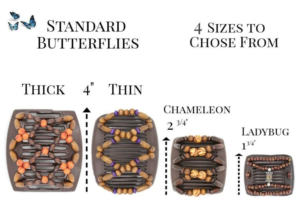 African Butterfly LadyBug Hair Comb - White Pearl 32