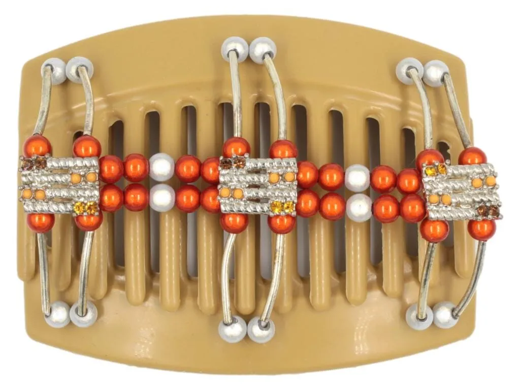 African Butterfly Thick Hair Comb - Flowers Blonde 43