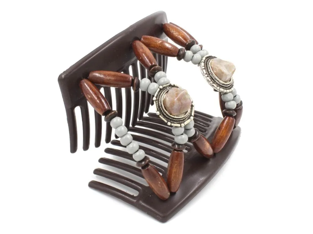 African Butterfly Thick Hair Comb - Gemstone Brown 68