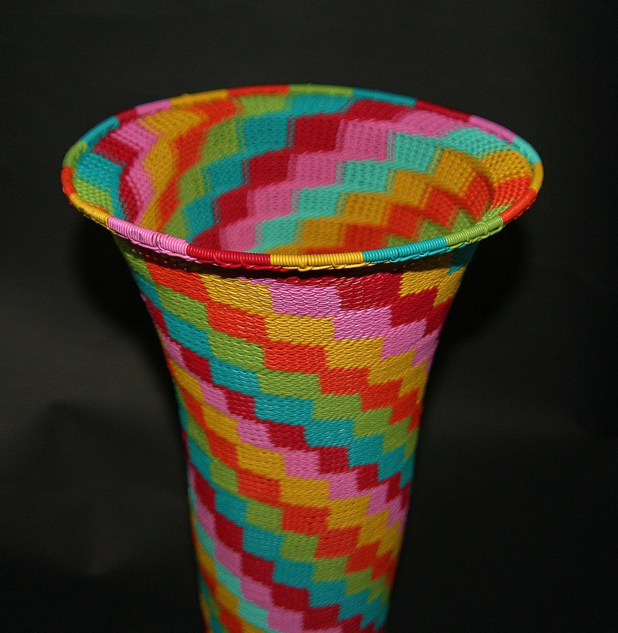 African Telephone Wire Vase -  Candy Colors - 12.25" H