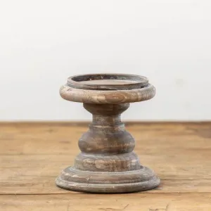 Aged Wood Pillar Candle Holders