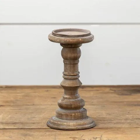 Aged Wood Pillar Candle Holders