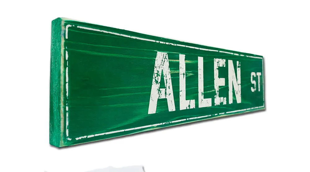 Allen St (GREEN) rustic sign