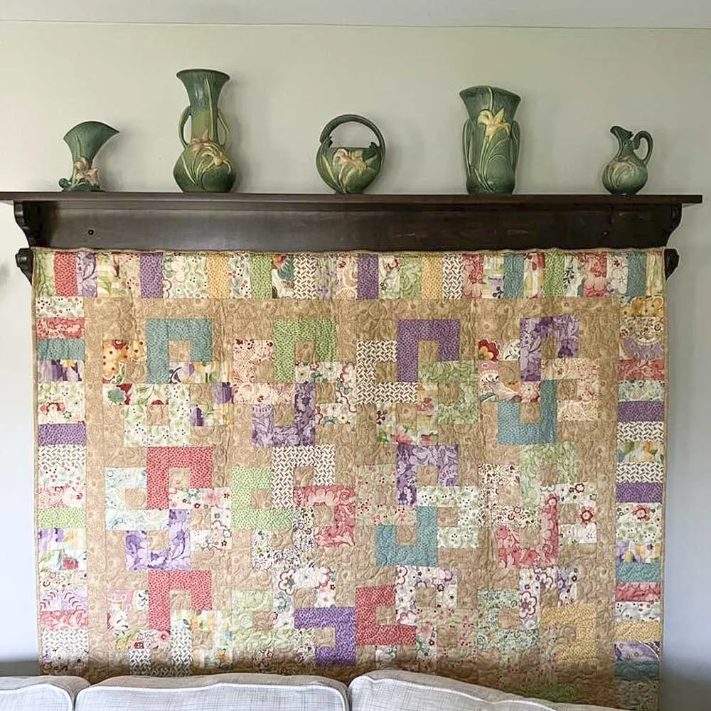Amish Oak Quilt Rack with Shelf, Fruitwood