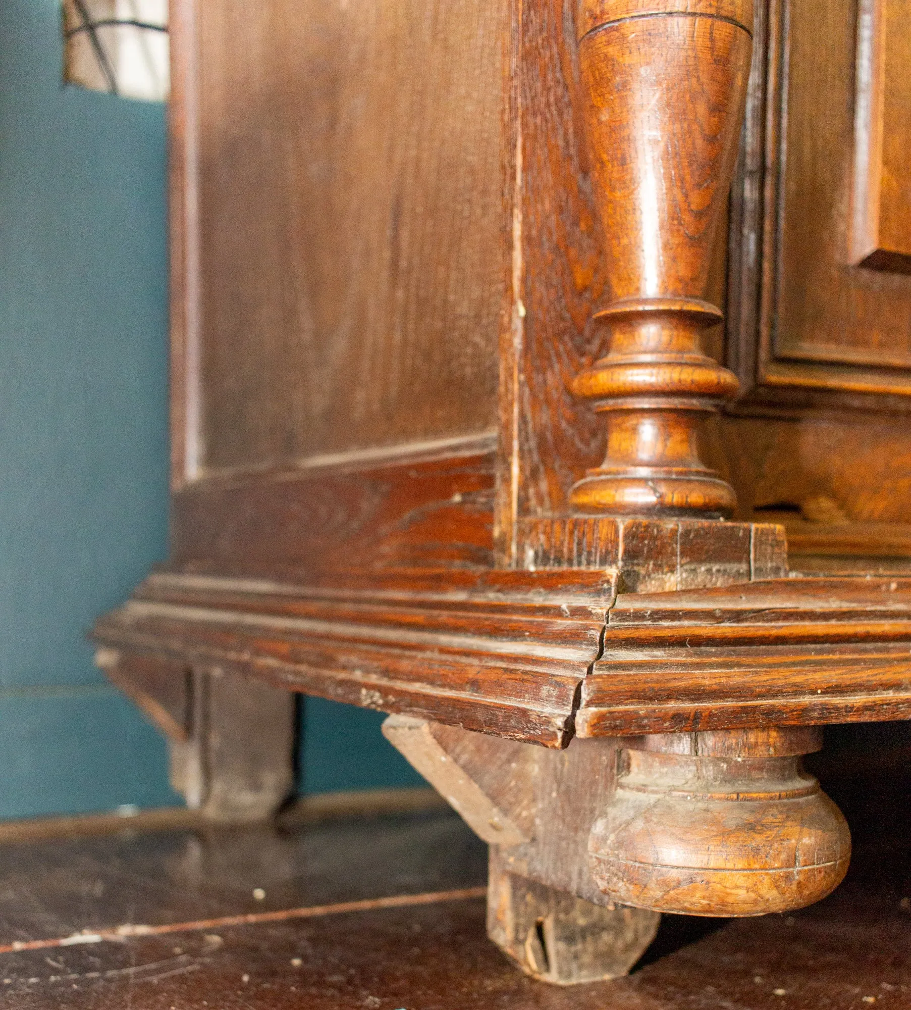 Antique French Henri II Style Oak Carved Buffet with Carved Bow Detail