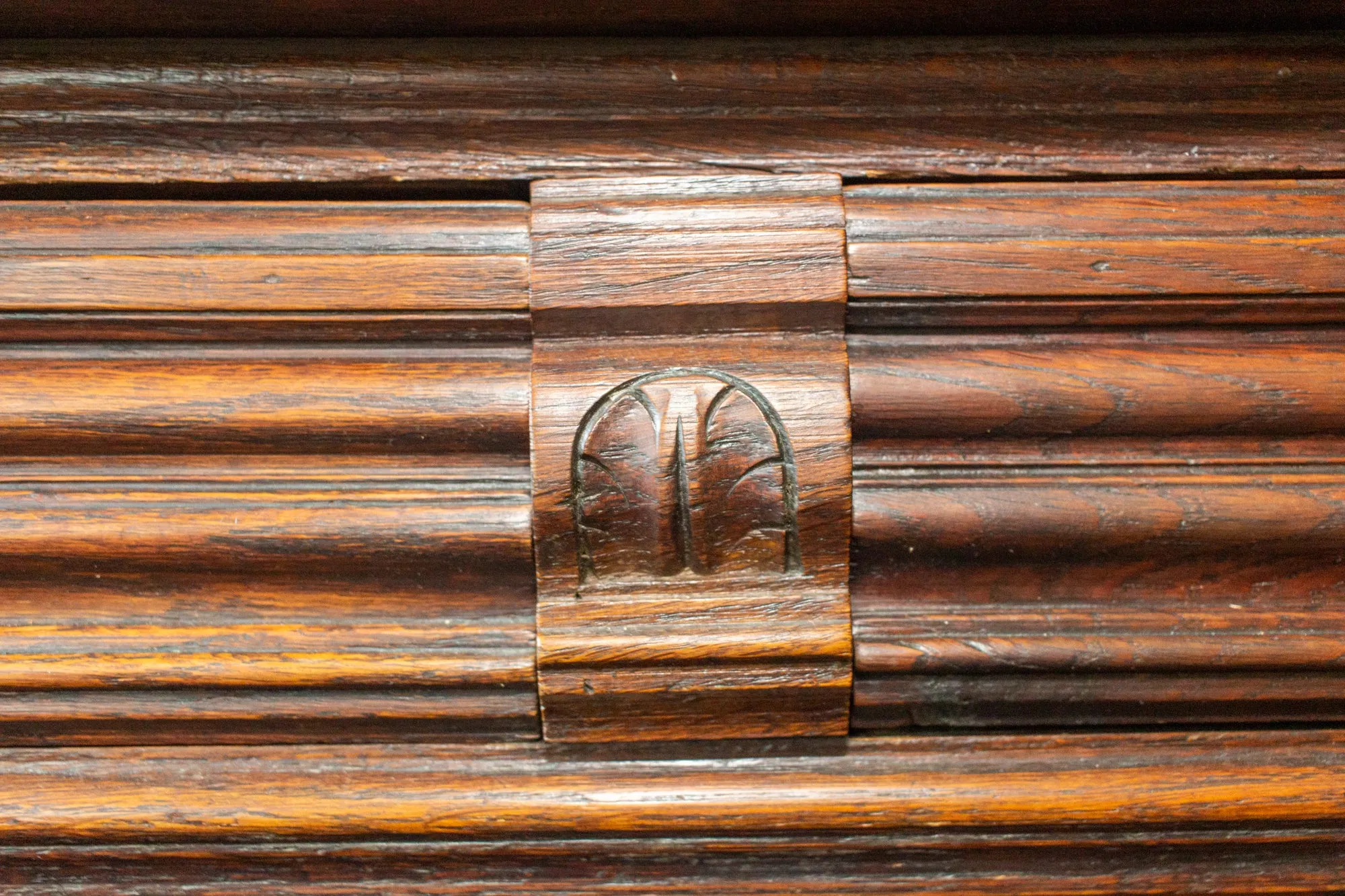 Antique French Henri II Style Oak Carved Buffet with Carved Bow Detail