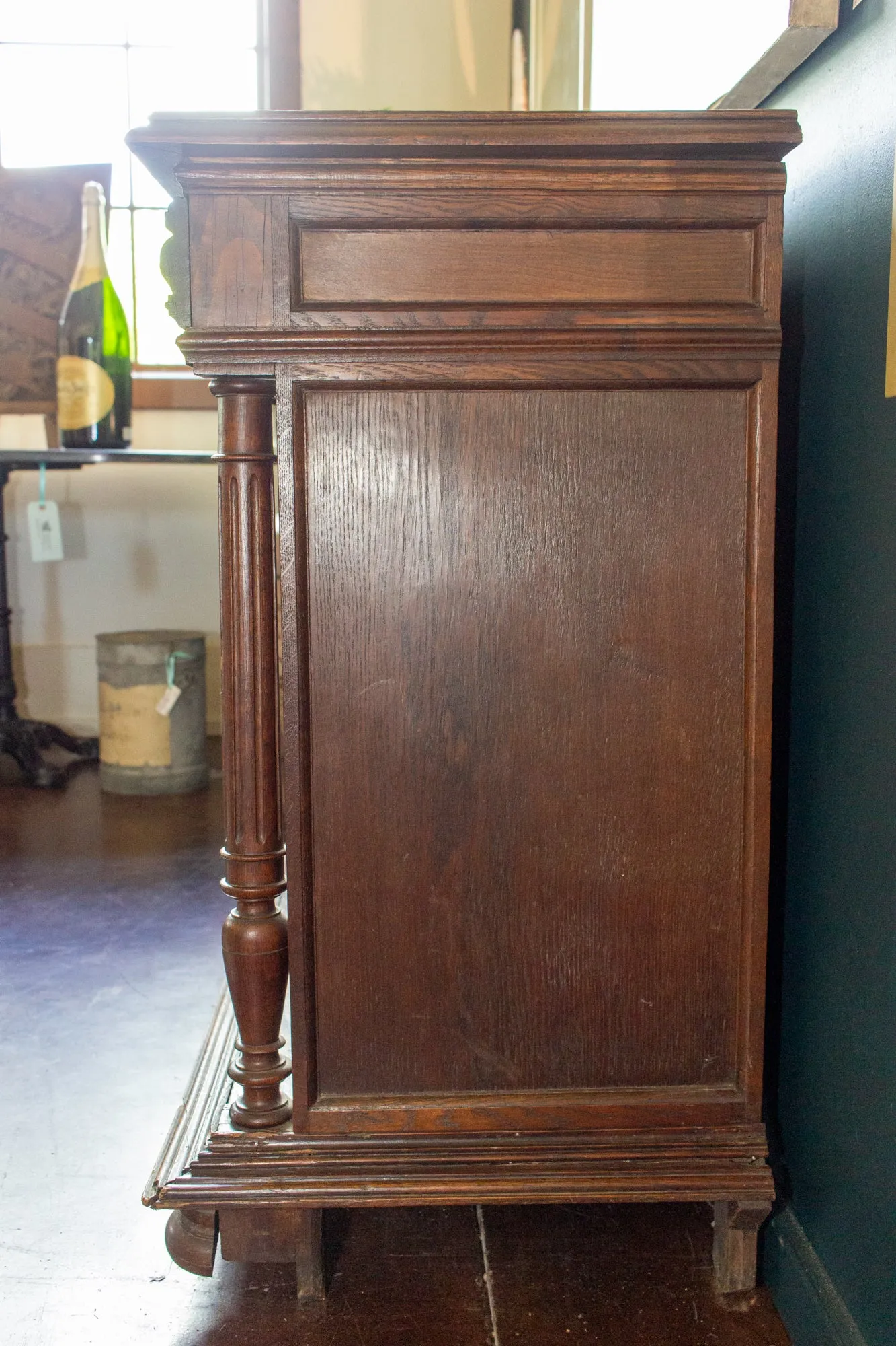 Antique French Henri II Style Oak Carved Buffet with Carved Bow Detail