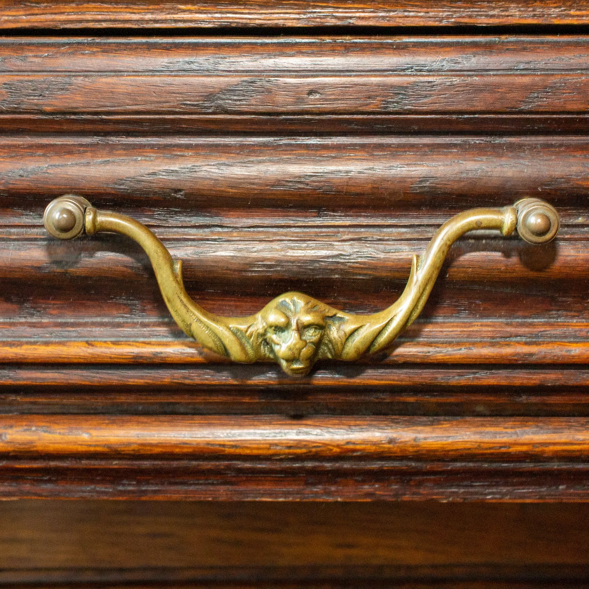 Antique French Henri II Style Oak Carved Buffet with Carved Bow Detail