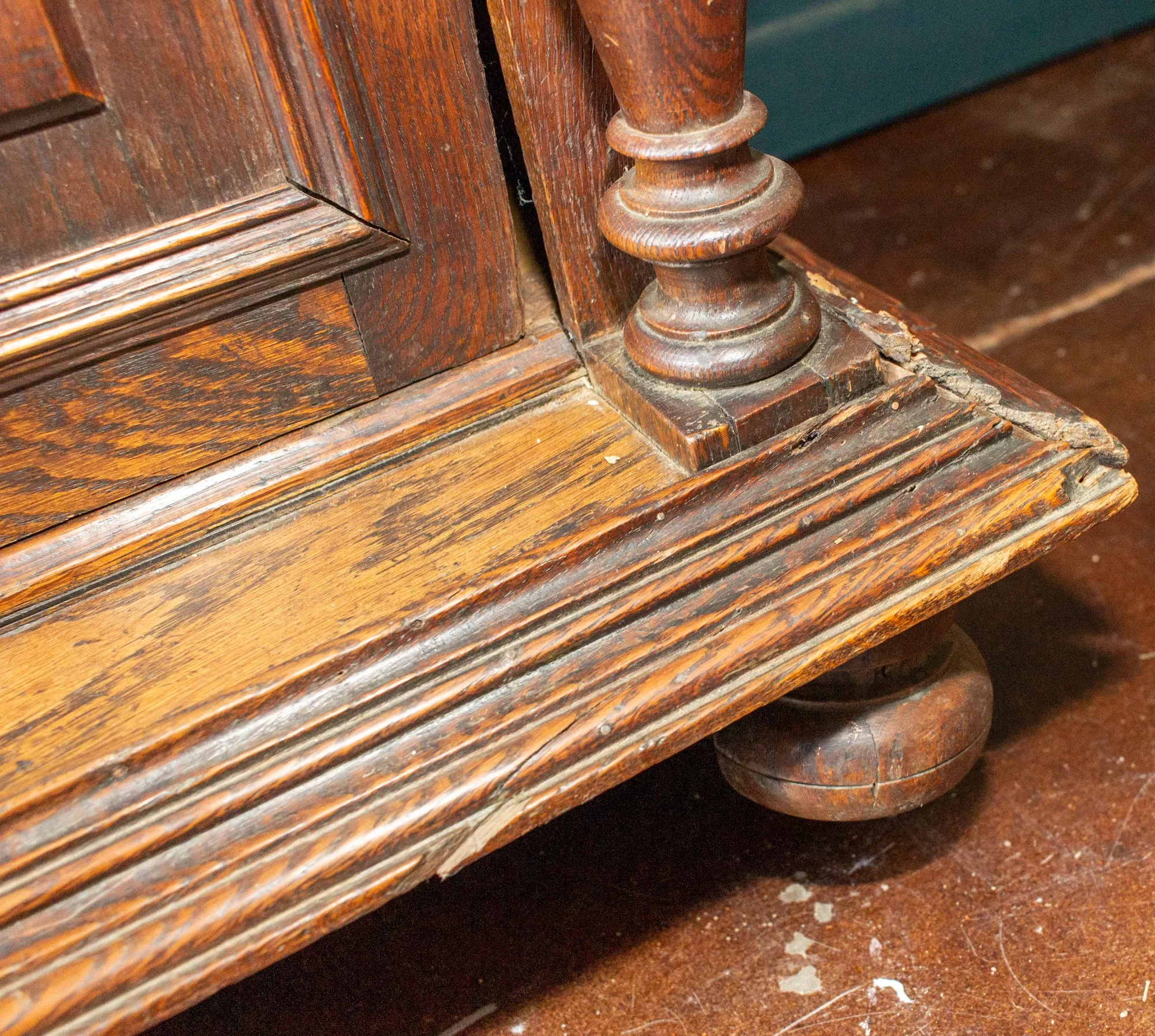 Antique French Henri II Style Oak Carved Buffet with Carved Bow Detail