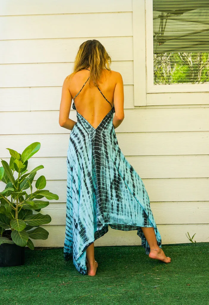 Aqua Drift Hand Dyed Boho Maxi Dress