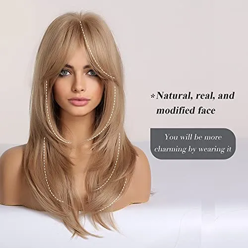 Ash Blonde Long Full Blonde Wigs for Women