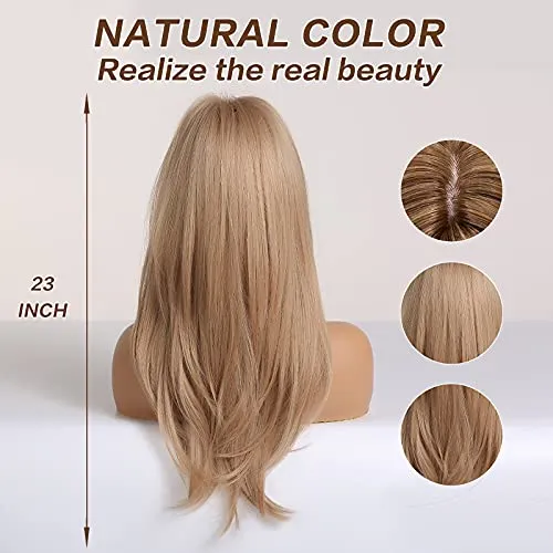 Ash Blonde Long Full Blonde Wigs for Women