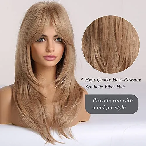Ash Blonde Long Full Blonde Wigs for Women