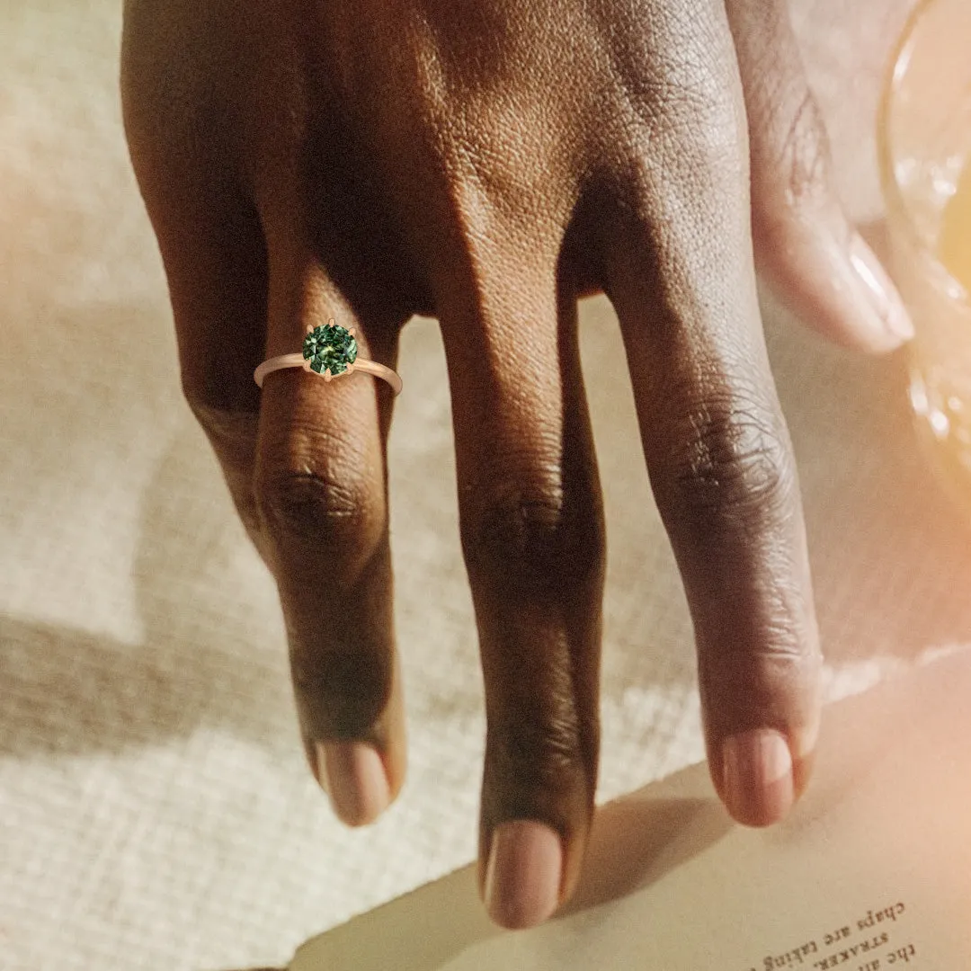 Ava Green Sapphire Solitaire Engagement Ring, Setting Only