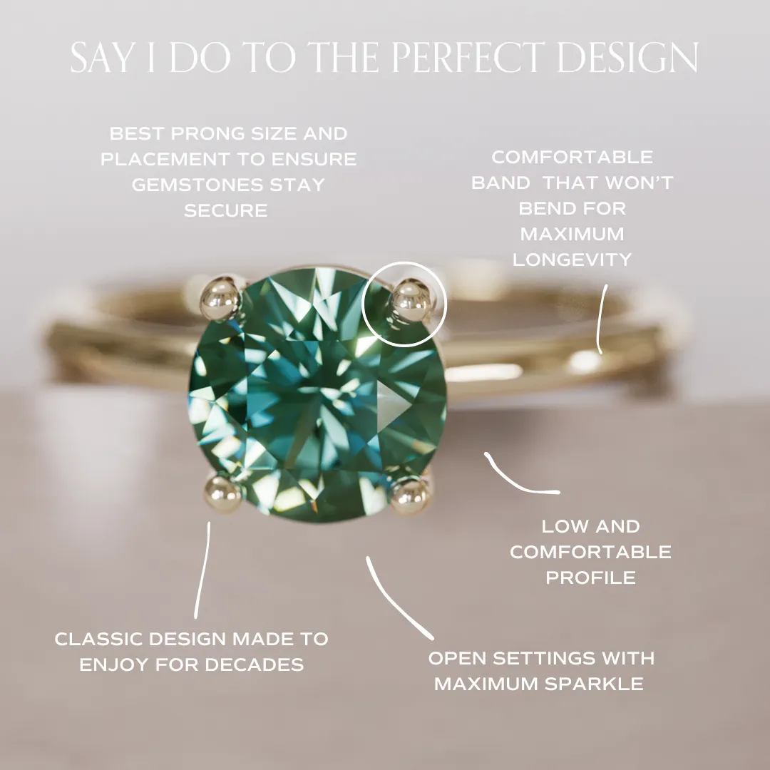 Ava Green Sapphire Solitaire Engagement Ring, Setting Only