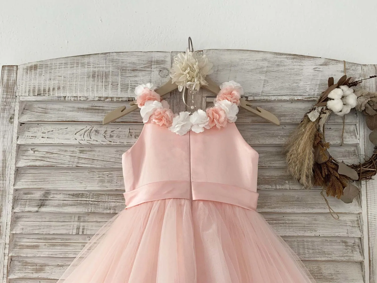 Ball Gown Blush 3D Flowers Tulle Wedding Flower Girl Dress Kids Party Dress