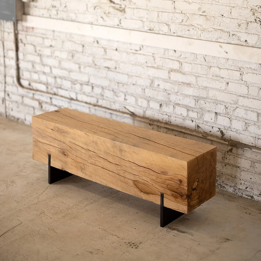 Beech Wood Knife Beam Bench | Reclaimed Solid Wood Bench
