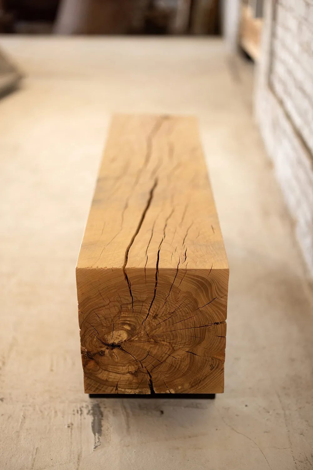 Beech Wood Knife Beam Bench | Reclaimed Solid Wood Bench