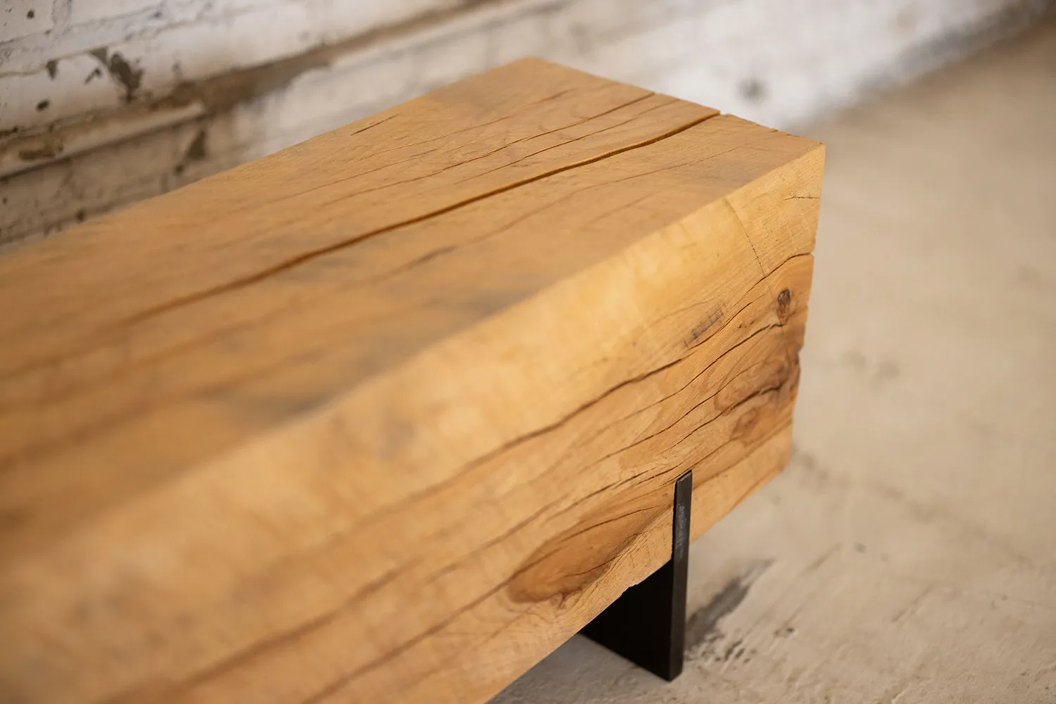 Beech Wood Knife Beam Bench | Reclaimed Solid Wood Bench