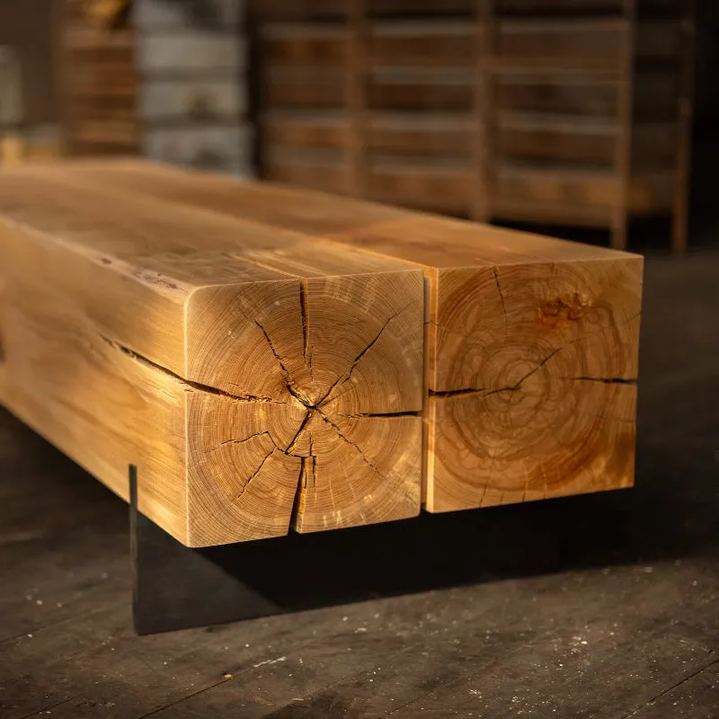 Beech Wood Knife Beam Bench | Reclaimed Solid Wood Bench