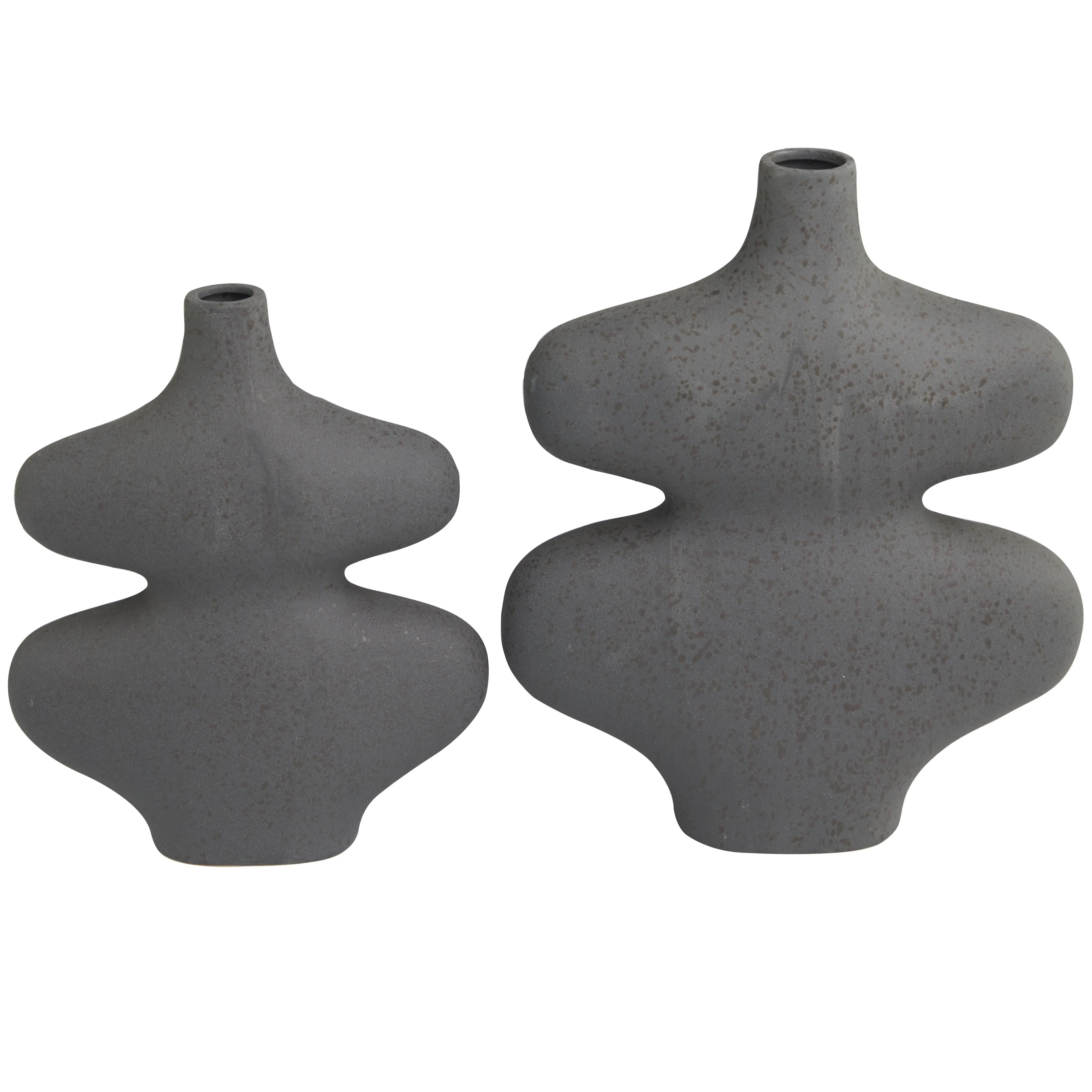 BLACK CERAMIC ABSTRACT WOBBLE VASES