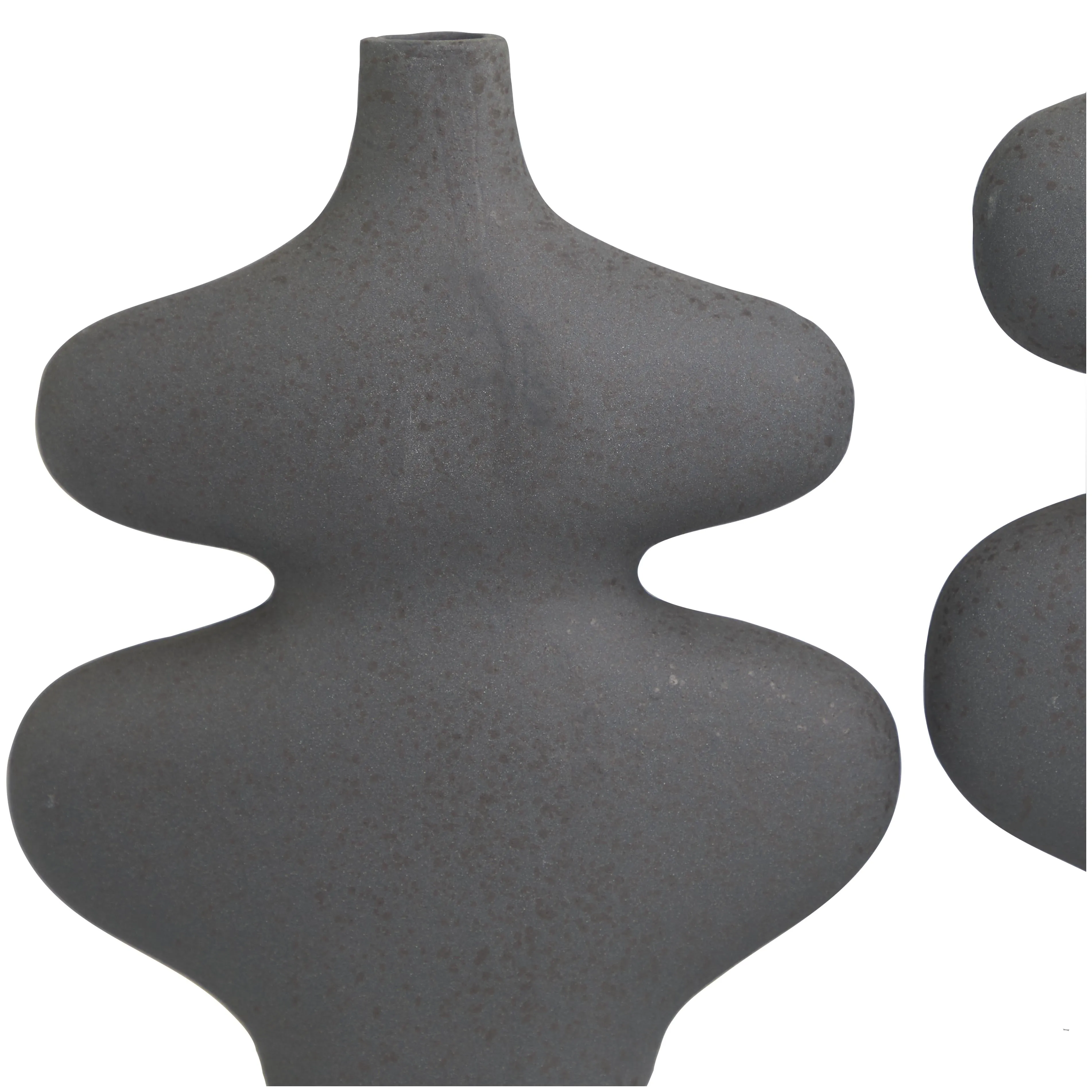 BLACK CERAMIC ABSTRACT WOBBLE VASES
