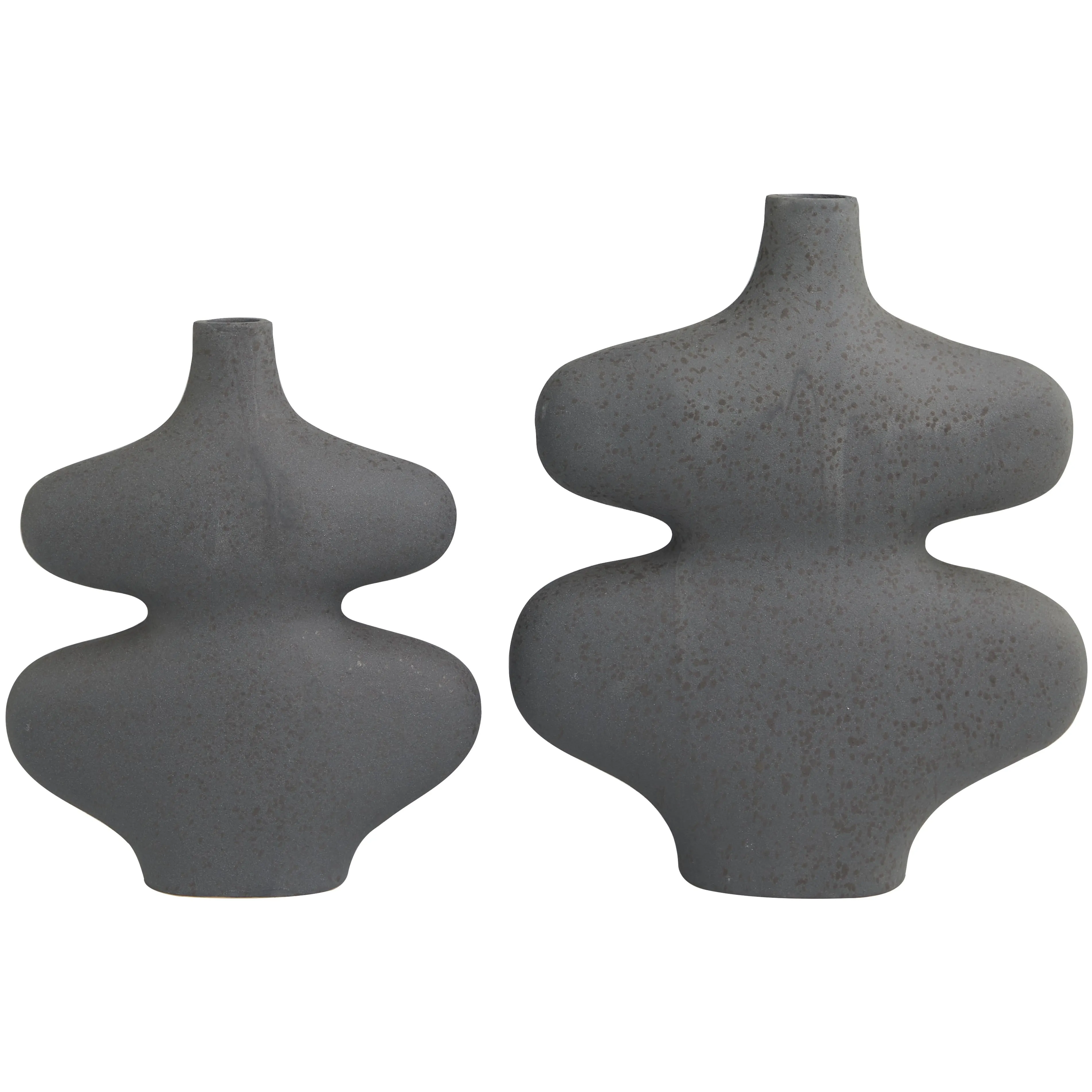 BLACK CERAMIC ABSTRACT WOBBLE VASES