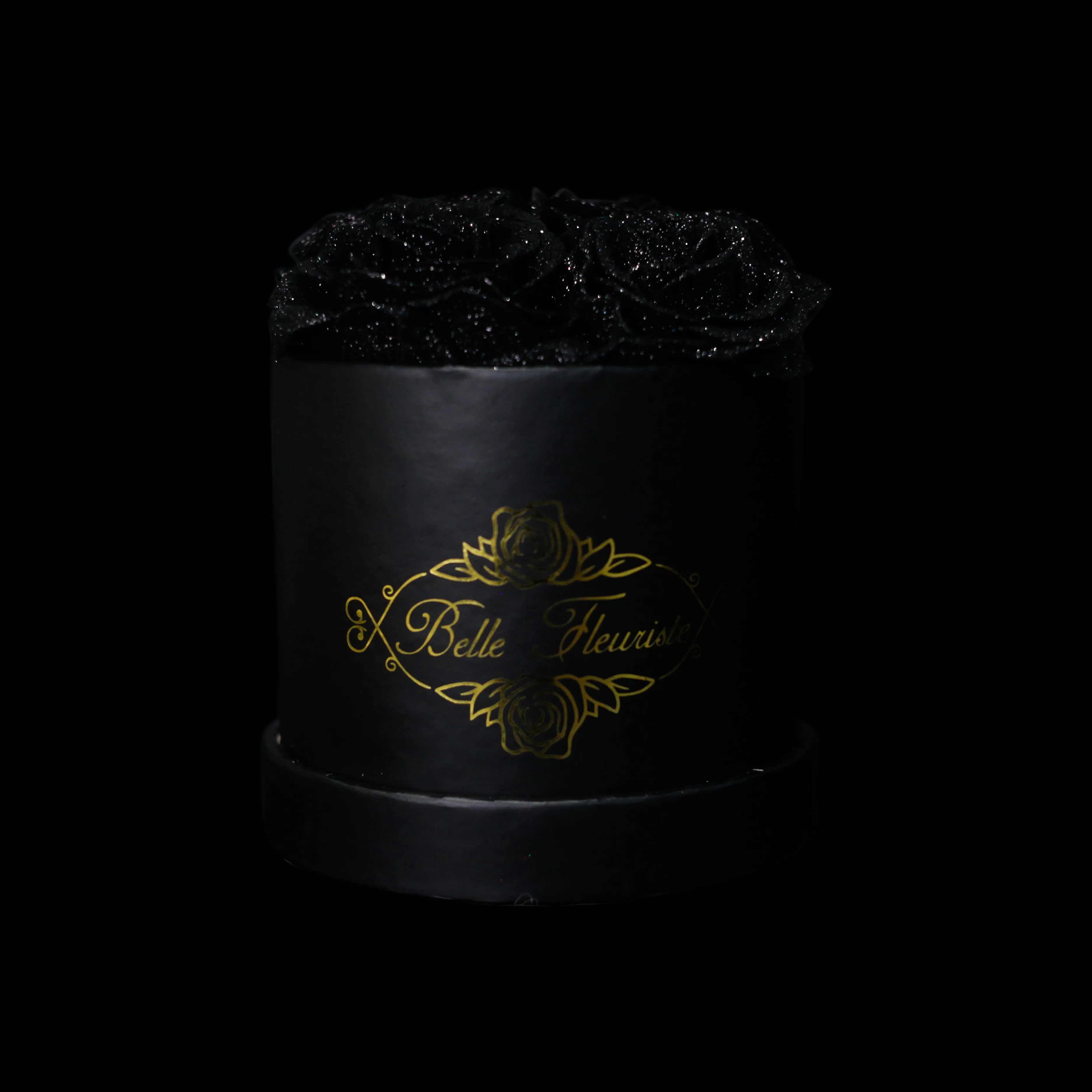 Black Glitter Roses - Black Box (5 Roses)