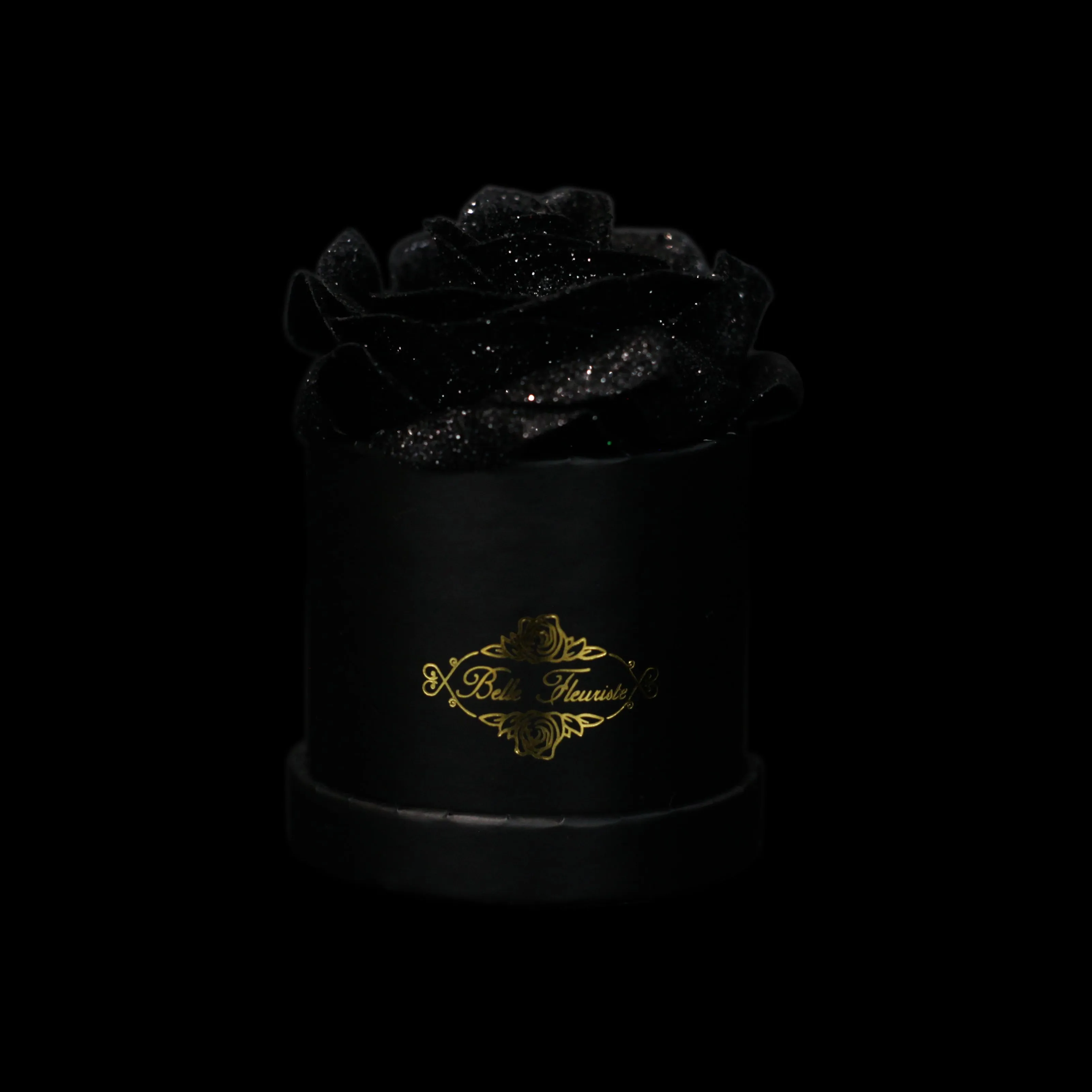 Black Glitter Roses - Black Micro Box (1 Rose)