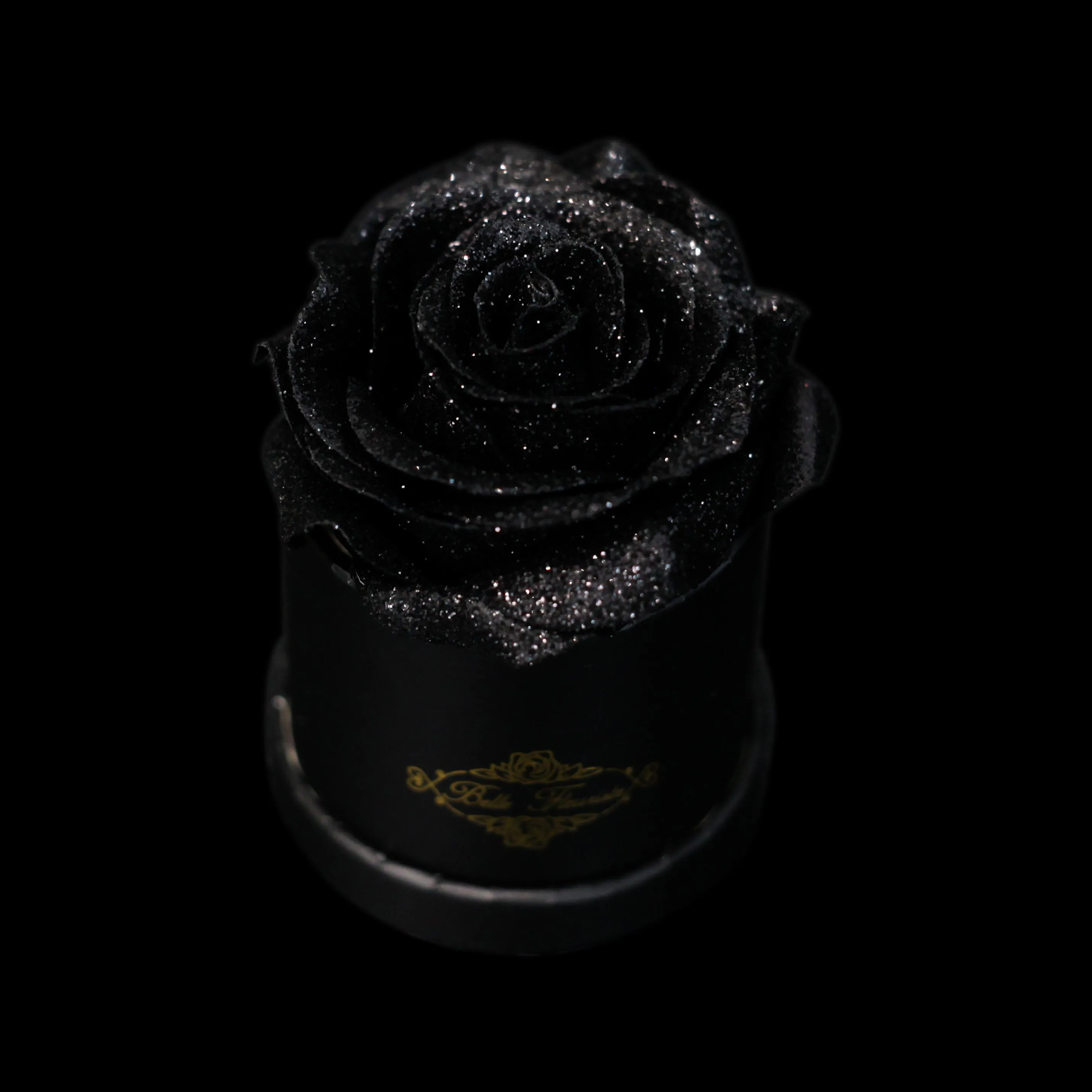 Black Glitter Roses - Black Micro Box (1 Rose)