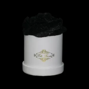 Black Glitter Roses - White Micro Box (1 Rose)