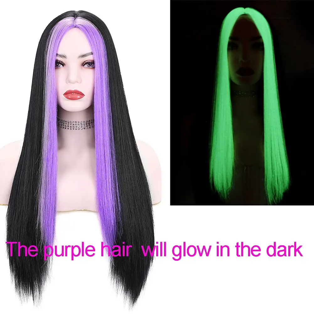 Black Hair Highlight With Purple Hair Wigs
