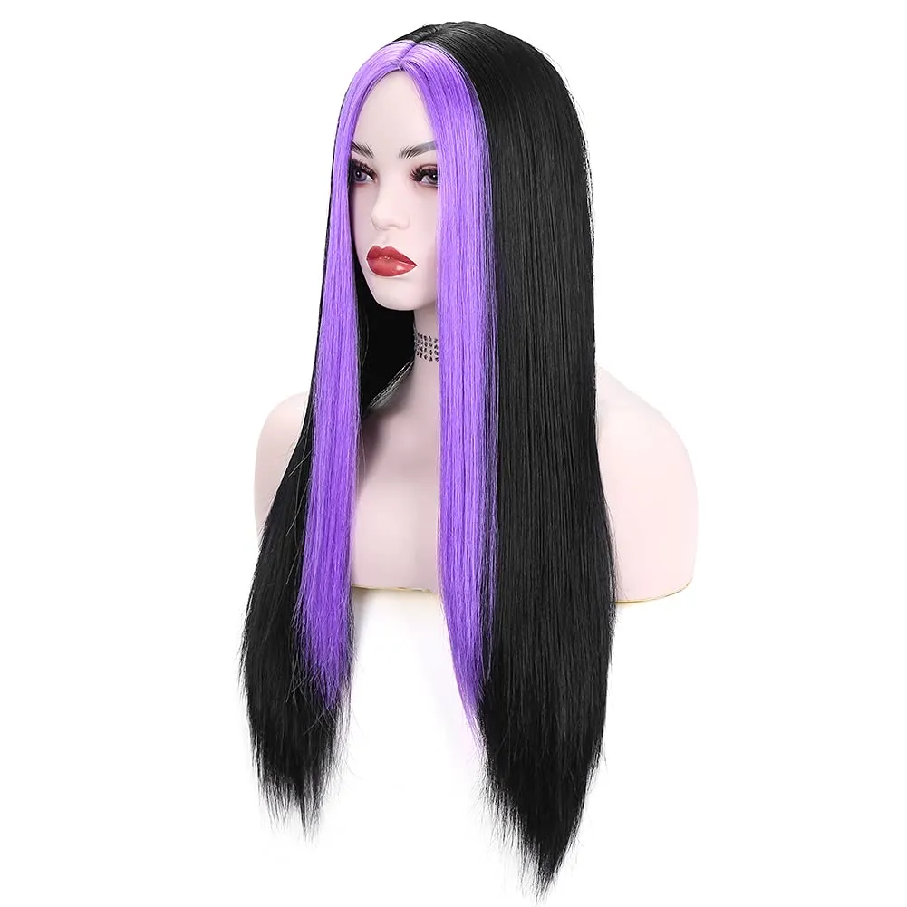 Black Hair Highlight With Purple Hair Wigs